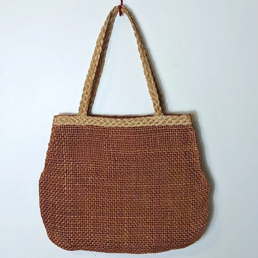 Vintage Straw‎ Natural Weave Shoulder Tote Bag Cottage Core Boho